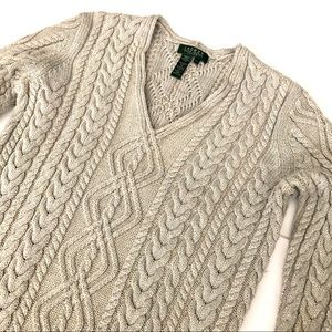 Ralph Lauren v neck metallic sweater
